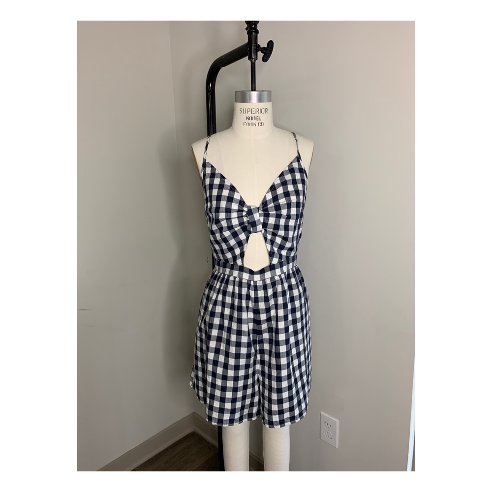 American Eagle Gingham Keyhole Cut Out Romper